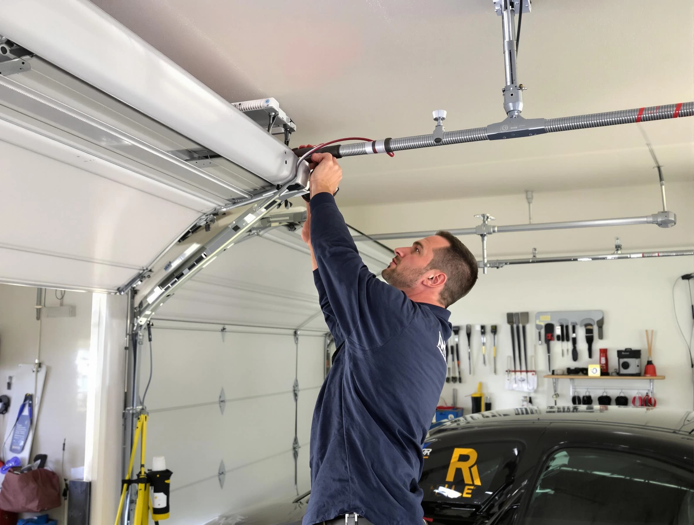 Baldwin Garage Door Repair technician performing garage door cable repair in Baldwin