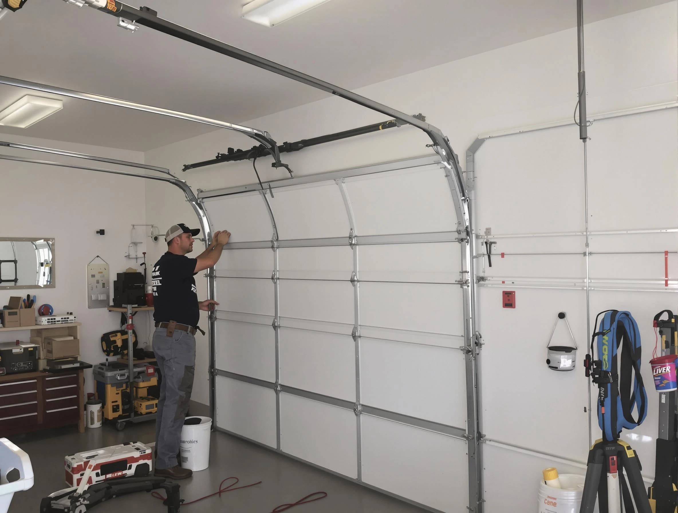 Baldwin Garage Door Repair team installing new garage door in Baldwin