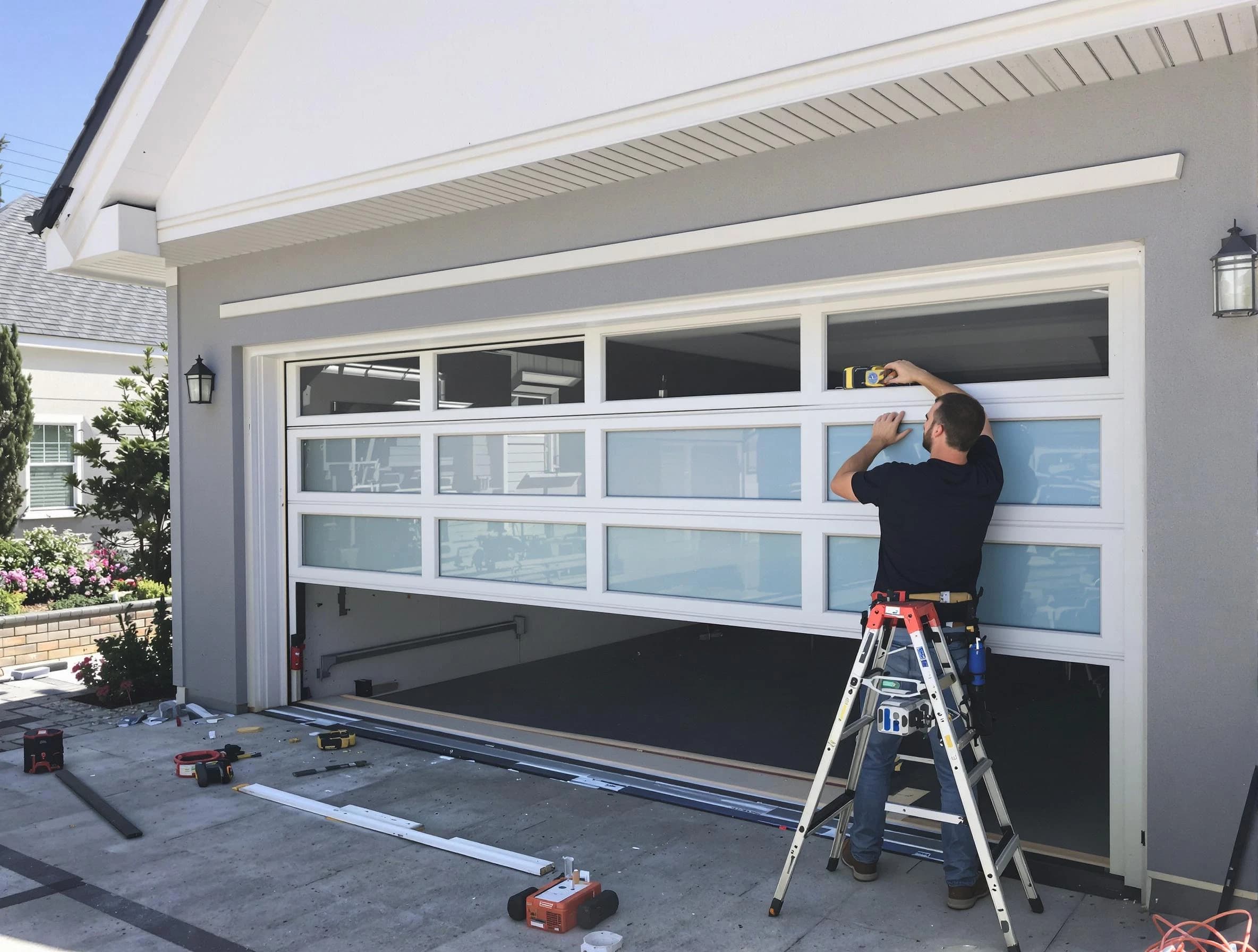 Baldwin Garage Door Repair team performing garage door replacement in Baldwin