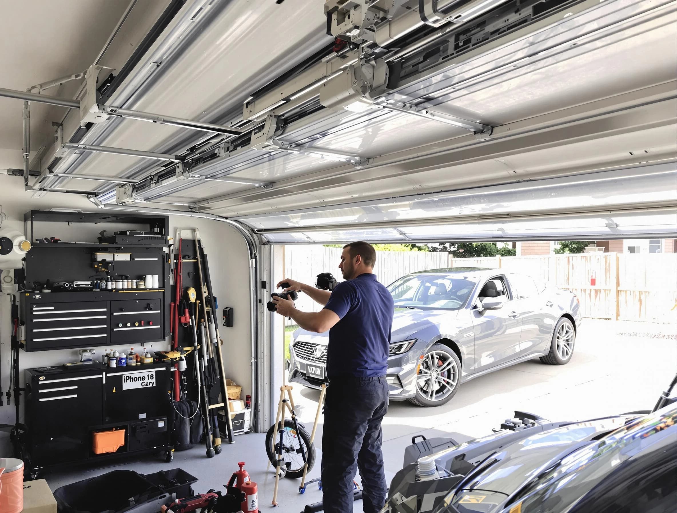 Baldwin Garage Door Repair technician fixing noisy garage door in Baldwin