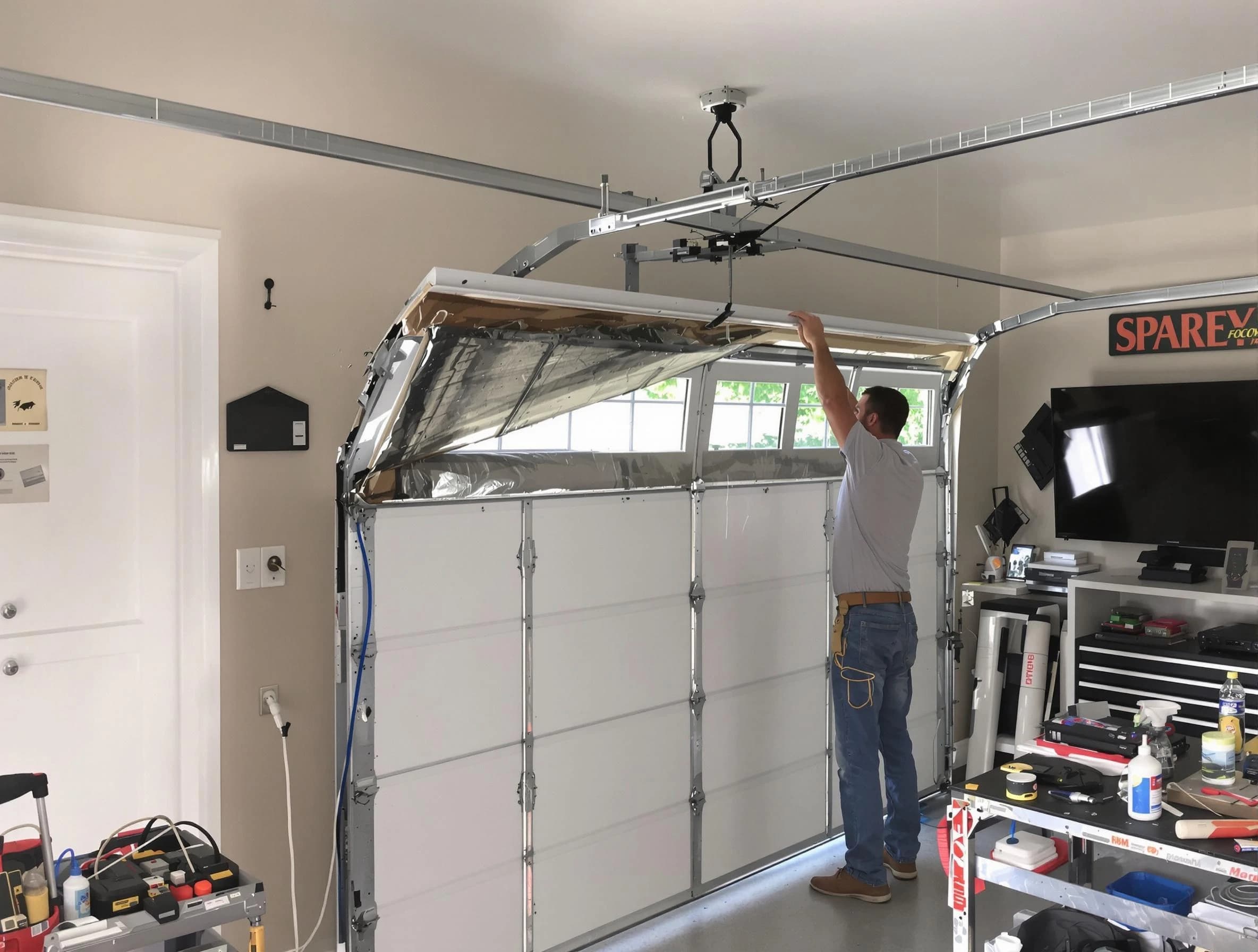 Garage door section replacement by Baldwin Garage Door Repair in Baldwin