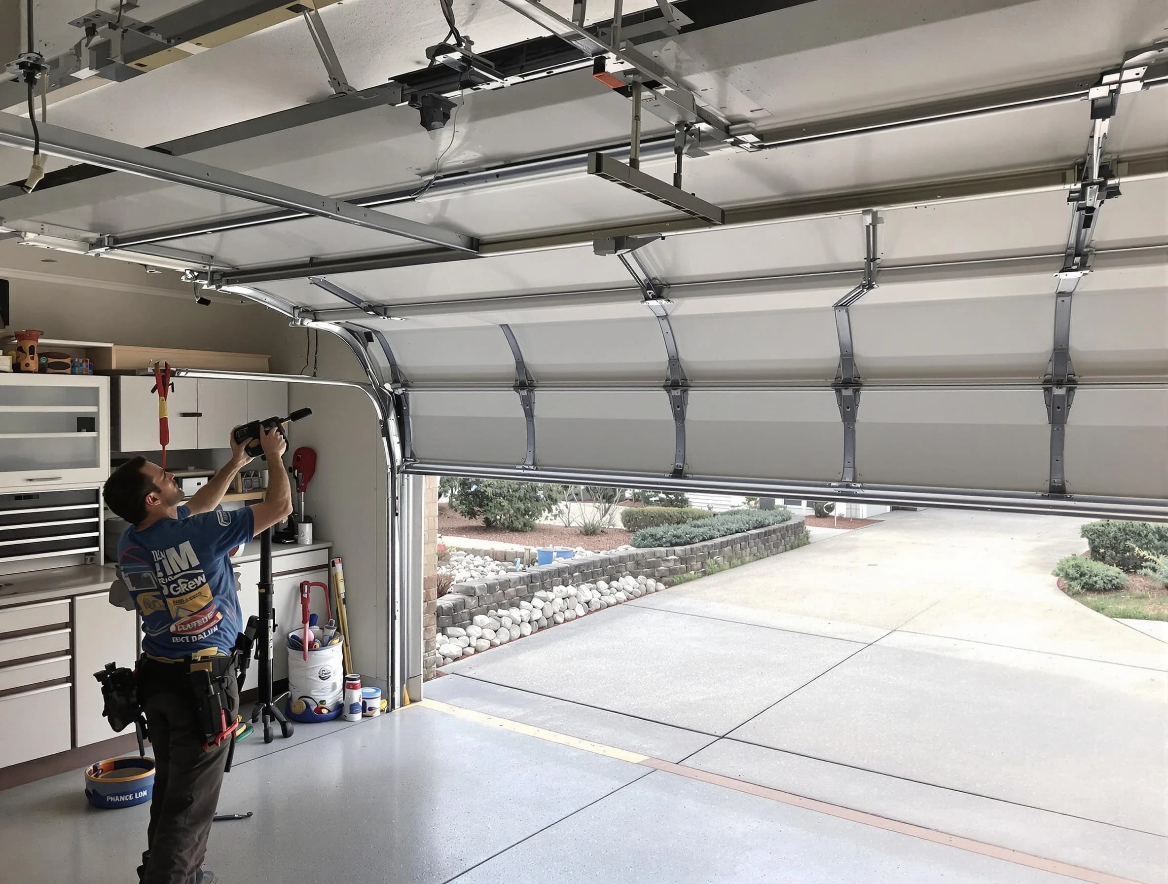 Garage door track repair service by Baldwin Garage Door Repair in Baldwin