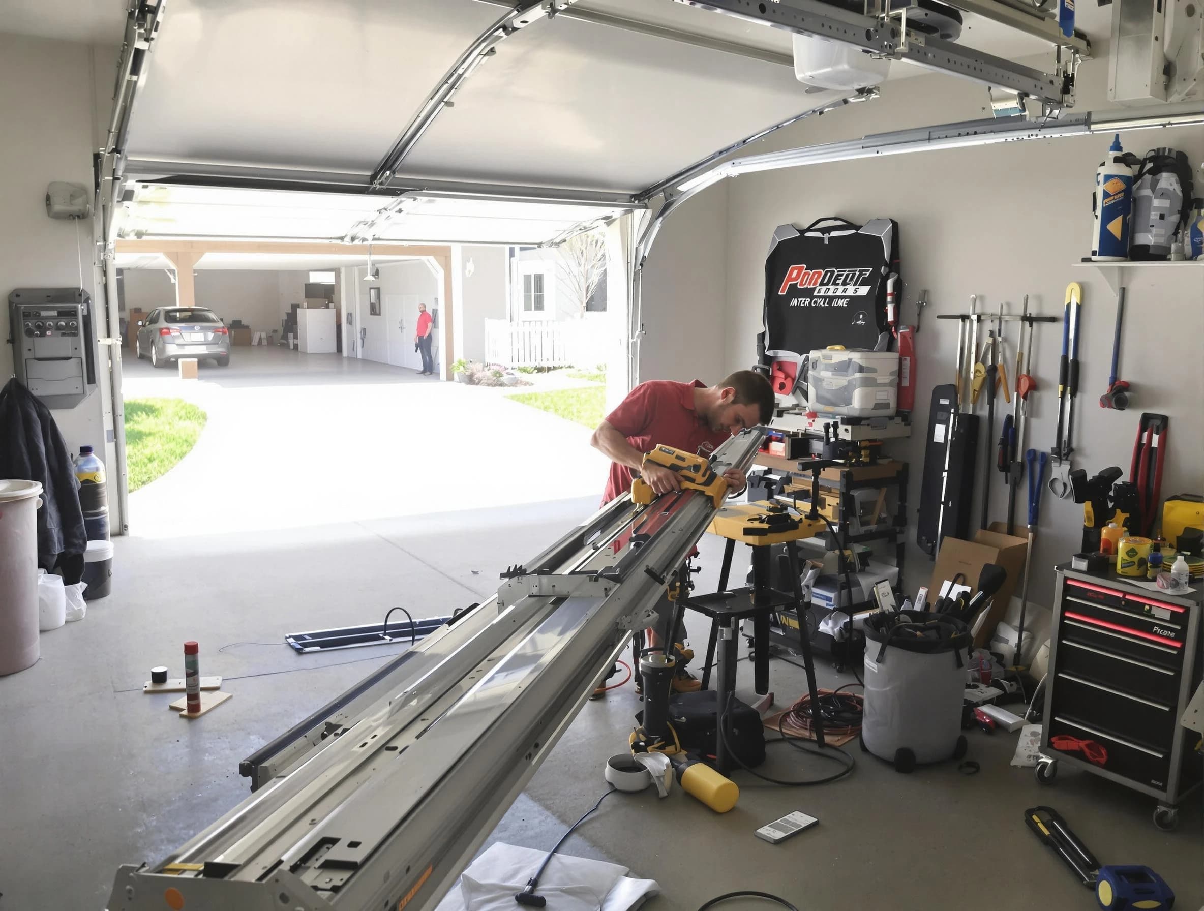 Baldwin Garage Door Repair expert performing track repair in Baldwin