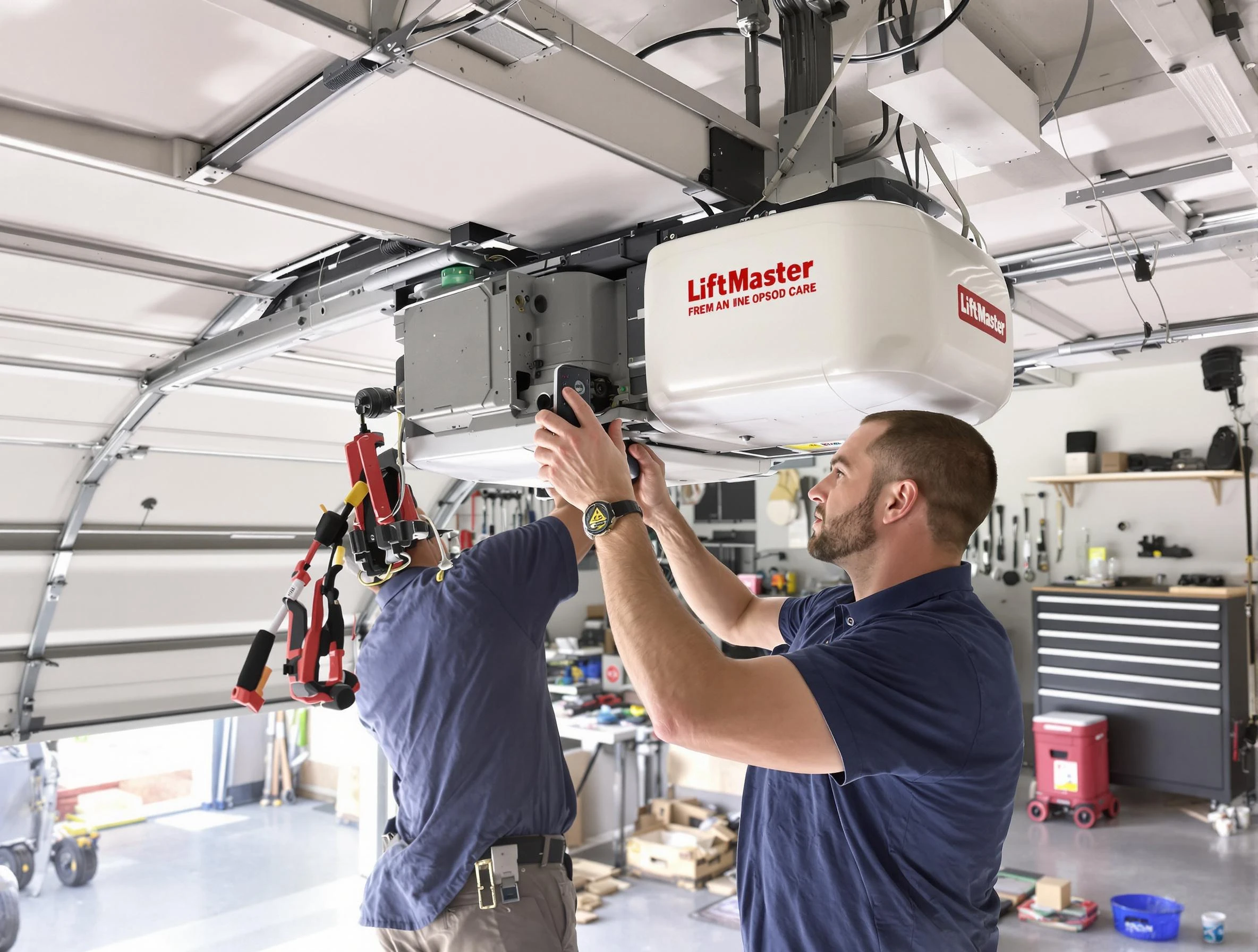 Baldwin Garage Door Repair technician performing advanced diagnostics on garage opener in Baldwin